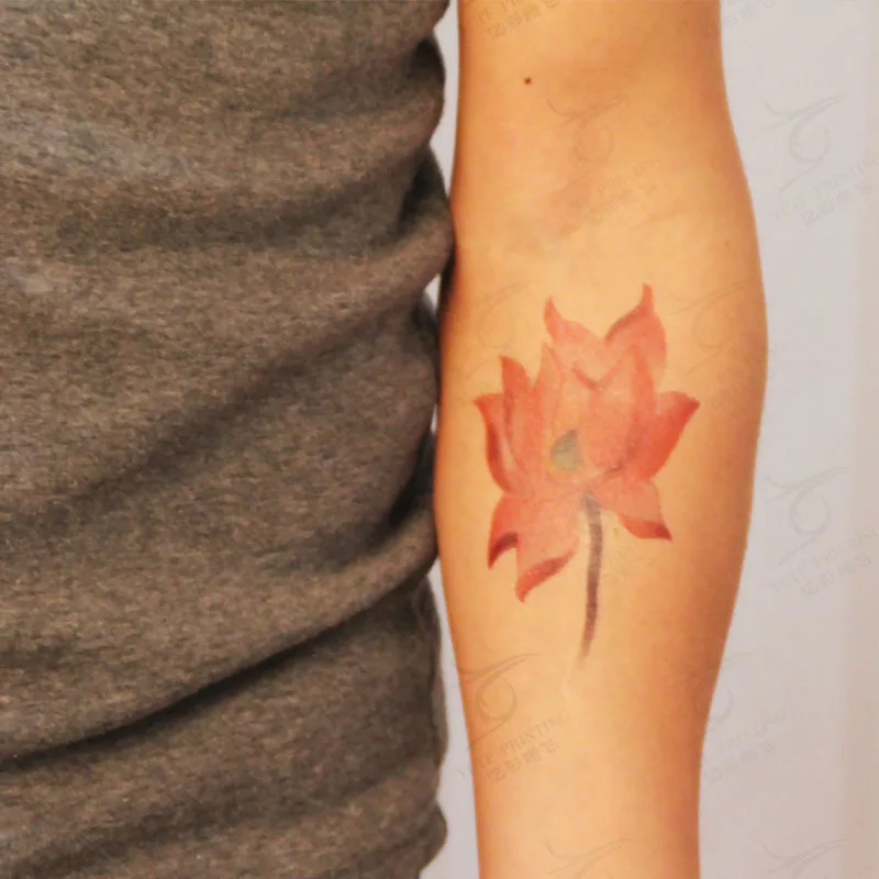 Rétro Rouge Lotus Unisexe Hommes Femmes Temporaire Tatouages