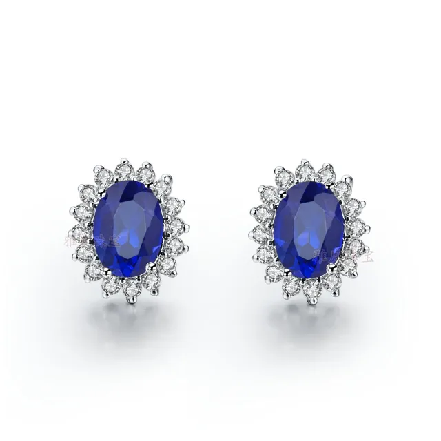 1 5ct Piece Navy Blue Sona Synthetic Diamonds Women Stud Earrings 1 5ct Piece Navy Blue Sona Synthetic Diamonds Women Stud Earrings Authentic 925 Silver