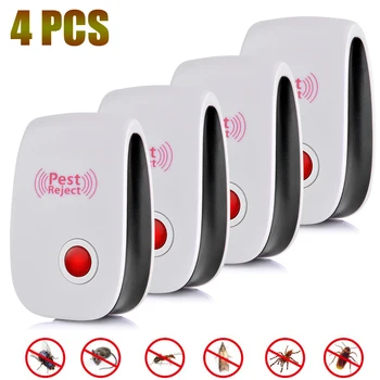 

4pcs Ultrasonic Anti Mosquito Repellent Insect Repeller Rejector for Mouse Mole Flies Cockroach Rat Bug Rejection Household Tool