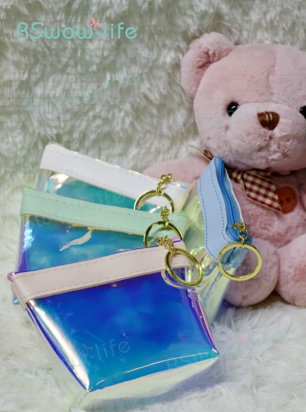 

Pink Cute Coin Purse Transparent Laser Gift Bag Child Birthday Gift Furniture Multifunctional Storage Bag Festival Party Things