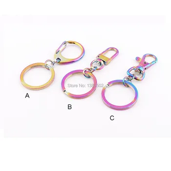 

10PCS/lot Rainbow color Rotary swivel Snap Hook lobster Clip clasps with key ring Decoration Accessories