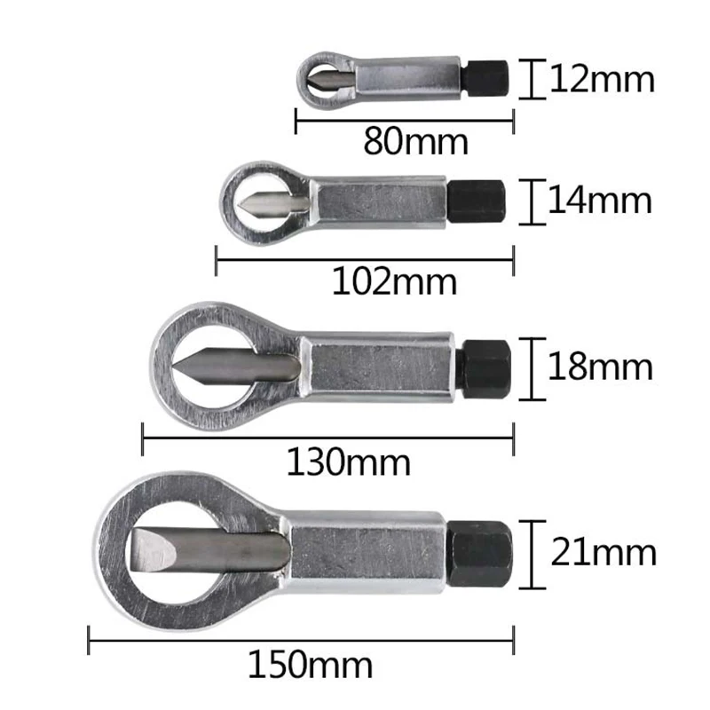 4pcs Nut Splitter Breaker Set 9-12mm 12-16mm 16-22mm 22-27mm Cracker Removeing