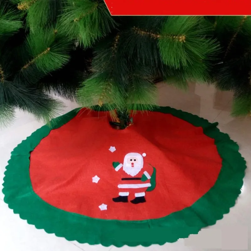 

Christmas tree skirt wavy green side santa claus tree snowman applique tree skirt 009