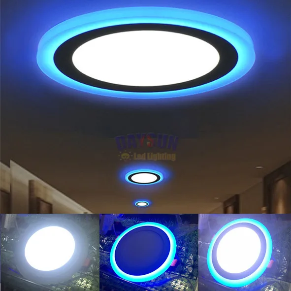 

New Hot Superbright Led Panel Light Ceiling Down Lamp 6W 9W 16W 24W White + Blue Dual Colors Acrylic Recessed Lighting Lamps