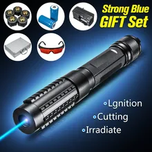 Высокая мощность 100000 м Синий лазерная указка 450Nm фонарик с лазерной указкой горящая спичка бумага