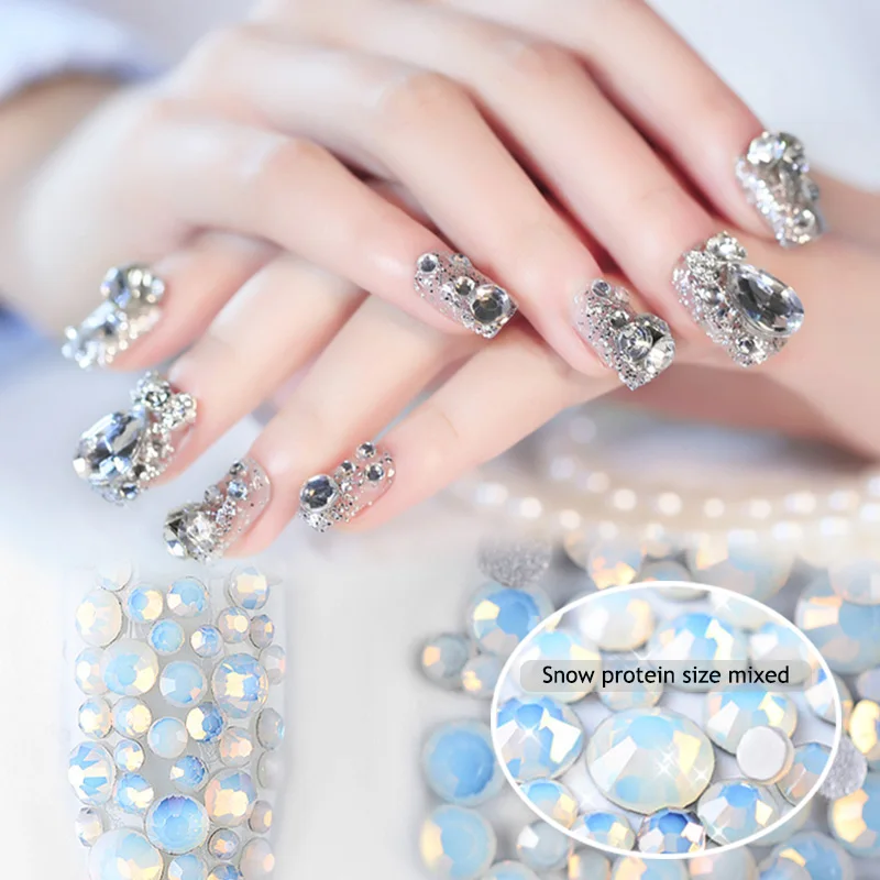 

800 Pcs/Pack Mix Sizes Nails Crystal Clear AB Non Hotfix Flatback Rhinestones For 3D Nail Art Decor @ME88