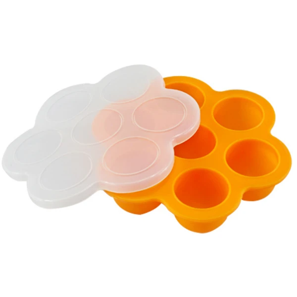 Форма цветка многопорционные силиконовые инструменты для мороженого еда лоток для морозильника овощей пюре контейнер для хранения с крышкой Кухонные гаджеты - Цвет: Orange
