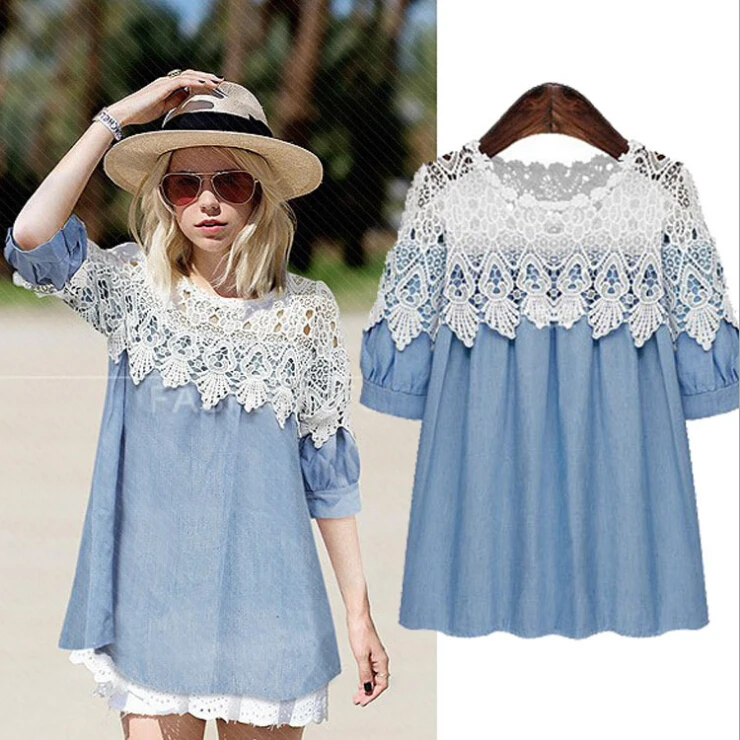 denim shirt with lace