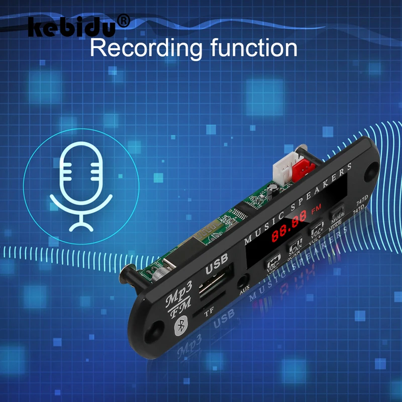 

Wireless Bluetooth 5V 12V MP3 WMA Decoder Board USB Car Audio TF FM Radio Module MP3 Player Remote Control support Recording