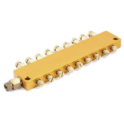 

Gold Tone Air Pneumatic Adjustable 9 Way Oil Distributor Valve Manifold Block