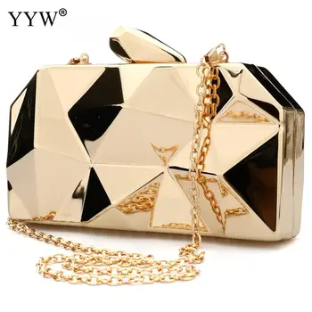 

Fashion Zinc Alloy Solid Metal Bags Gold Ladies Evening Party Mini Clutches Purse