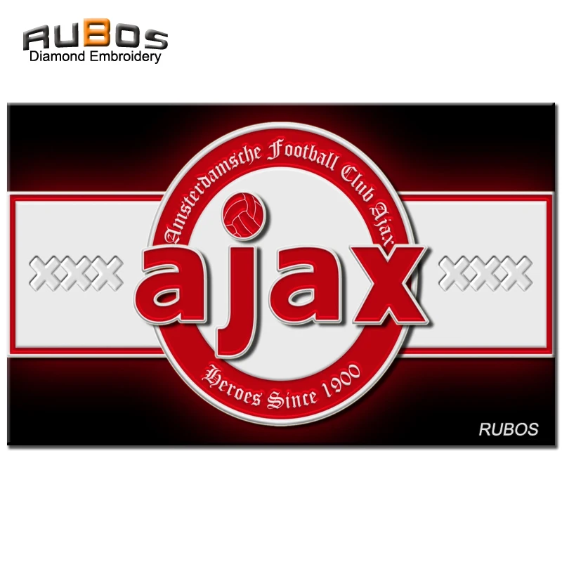 RUBOS AJAX Soccer DIY 5D Diamond Painting Netherland Team Badge Complete Square Or Round Diamond Embroidery Christmas Hobby Kids (8)