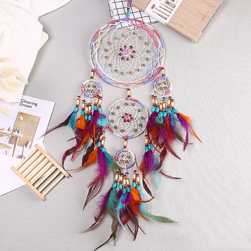 New creative all handmade five-ring dream catcher pendant living room bedroom decoration wall hanging beautiful hanging ornament