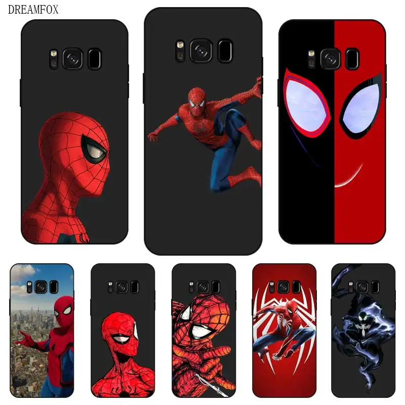 P200 Spiderman Black Silicone Case Cover For Samsung Galaxy S5 S6 S7 S8 S9 S10 5G S10E S11 S11E Lite Edge Plus |