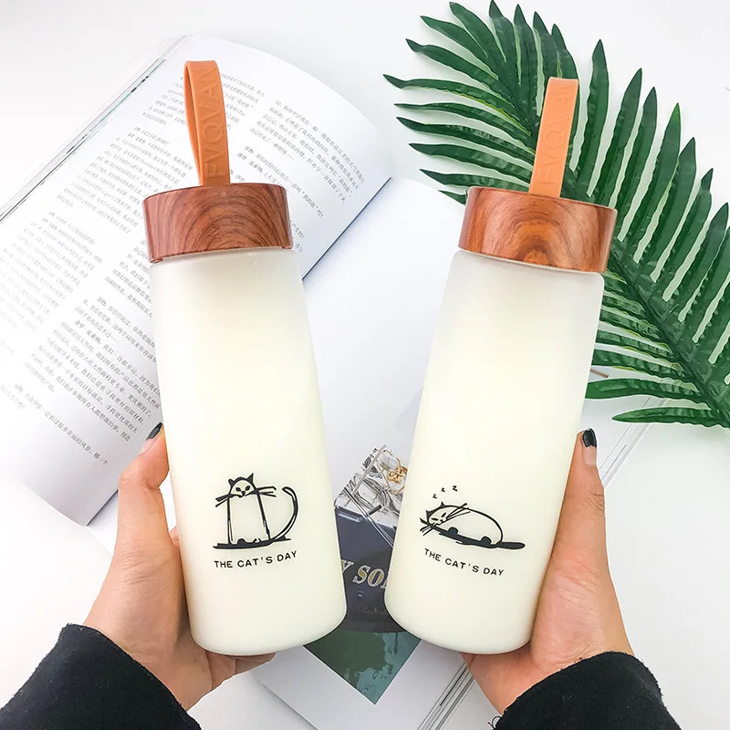 

VA STUDIO BPA Free Cute Kitty Water Bottle Plastic Sport Leak Proof Drinking My Bottle Portable Fashion Drinkware Tour Bottle