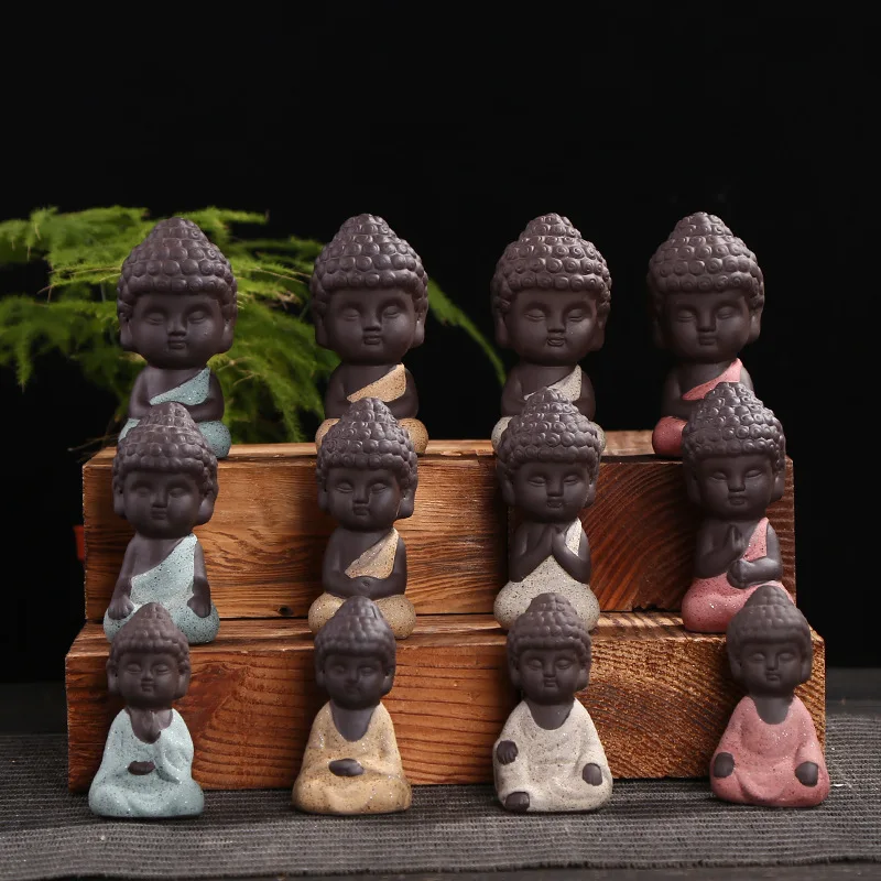 small Buddha statue monk figurine tathagata India Yoga Mandala tea font b pet b font purple