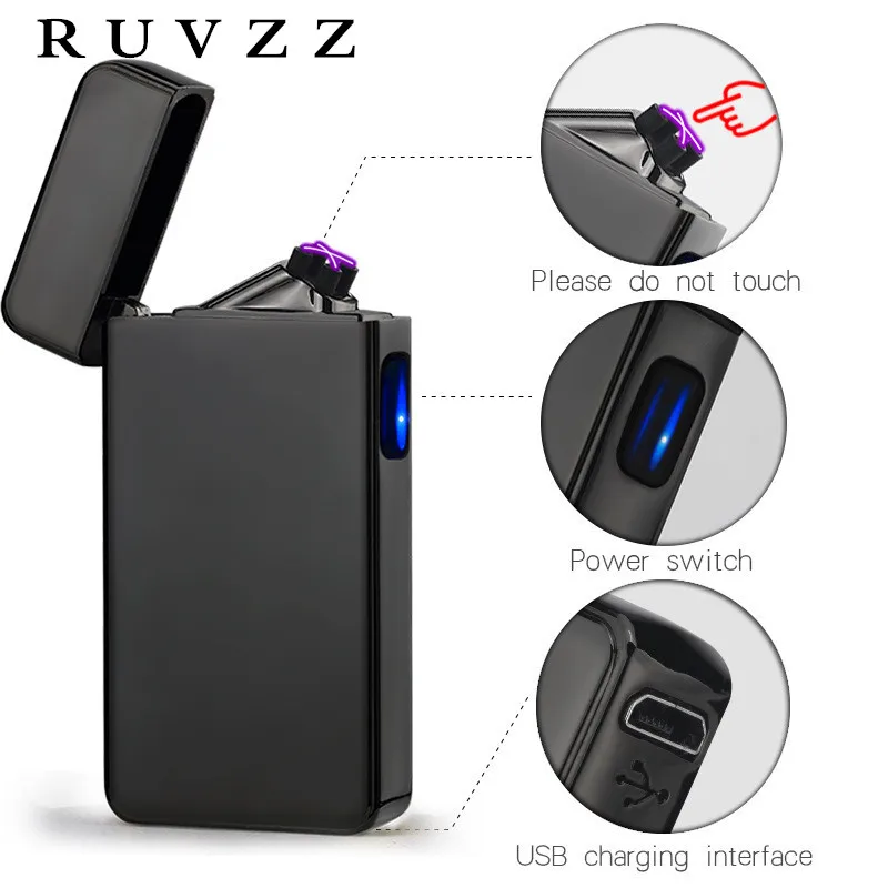 2018 Metal Double Arc Lighter USB Windproof Plasma Cigar Cigarette Charging Flameless Electronic Pulsed Smoking | Дом и сад