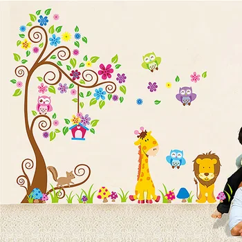 

Cartoon Kindergarten Forest Animal Removable Wall Stickers for Kids Rooms DIY Wallpaper Art Decals Home Decoration