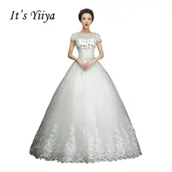 Yiiya с бесплатной доставкой 2016 Белый Свадебные платья невесты принцесса бальное Свадебные платья Vestidos De Novia платья Рубашка с короткими