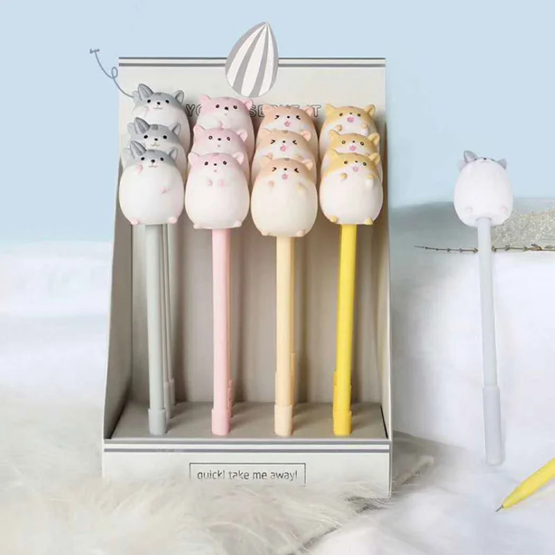 

2 Pcs/set Kawaii 0.5mm Lovely Animal Mouse Hamster Gel Pen Signature Pen Escolar Papelaria Stationery Supply Promotional Gift