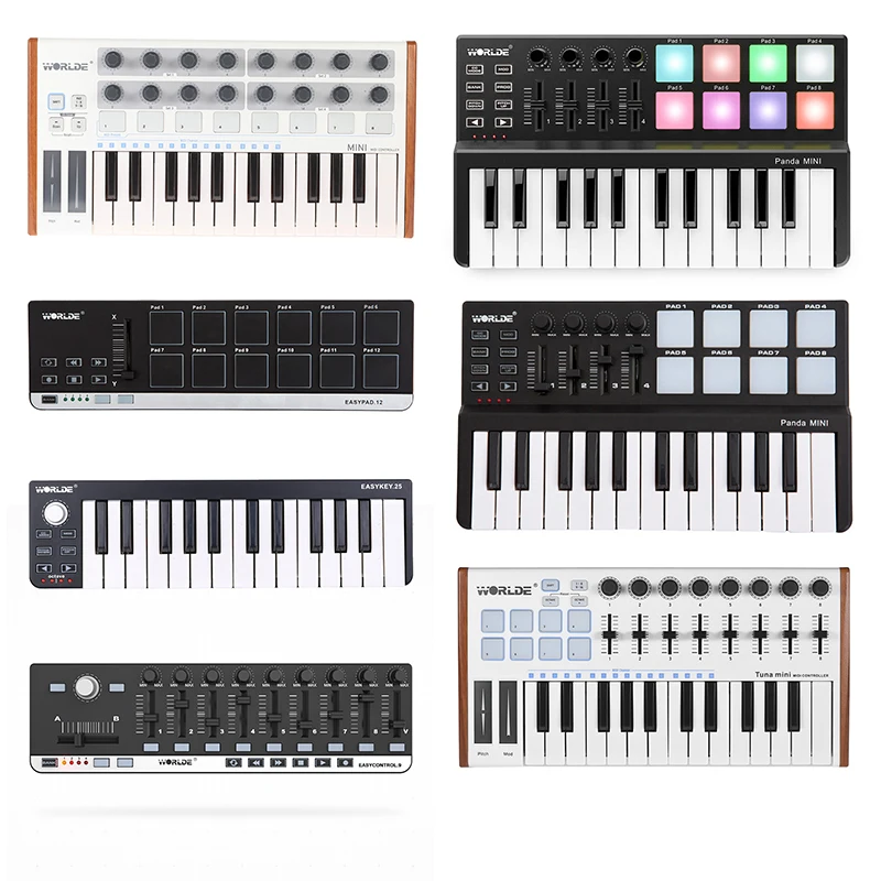 

WORLED NEW MIDI Keyboard Controller Mini USB Keyboard MIDI Control MIDI Controller Keyboard Pads 7 Styles for Option