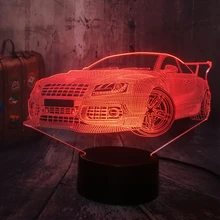 Необычная классная современный автомобильный ночной Светильник 3D светодиодный USB RGB светодиодные настольные лампы домашний декор Дисплей лампы для мальчиков, подарок на день рождения, рождественский подарок