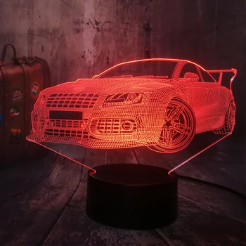 

Novelty Cool Modern Car Night Light 3D LED USB RGB Table Desk Lamp Home Decor Display Bulb Boy Birthday Present Christmas lamp