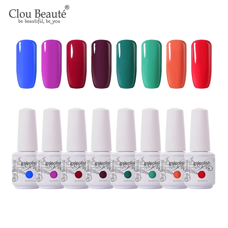 Набор гелевых лаков Clou Beaute 8 шт., полуперманентный Гель-лак для маникюра, гибридный гвоздь, Гель-лак 8 мл - Цвет: 8ml-8pcs-ZH12