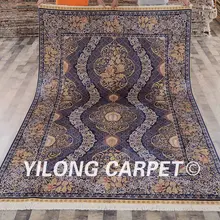 Yilong 6'x9' Турецкий Дизайн ковер ручной вязки синий шелк восточные красивые ковры(ZQG010A6x9