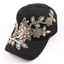 Алмаз для женщин цветок бейсбольная кепка s Регулируемая Кость джинсовые шапки Летний стиль леди джинсы шапки Хип Хоп Кепка для девочки