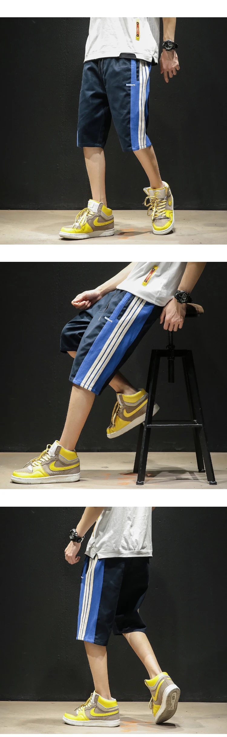 Высокое качество мужские шорты борту 4XL 5XL 2019 Лето штаны в Вертикальную Полоску дизайн тренировки пляжные по колено брюки K1967