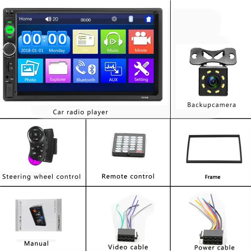 Camecho Автомагнитола HD " сенсорный экран стерео 2 Din Bluetooth FM зеркальная связь SD USB Aux вход Mp5 плеер Поддержка камеры заднего вида - Цвет: 8 IR and remote