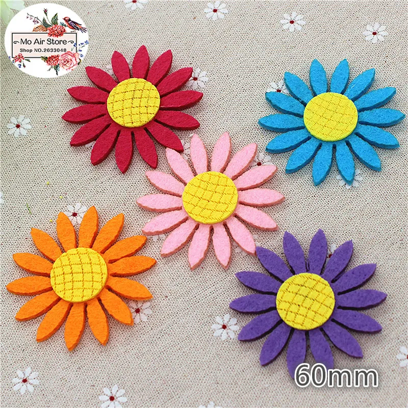 

6CM mix color Non-woven patches sunflower Felt Appliques for clothes Sewing Supplies diy craft ornament