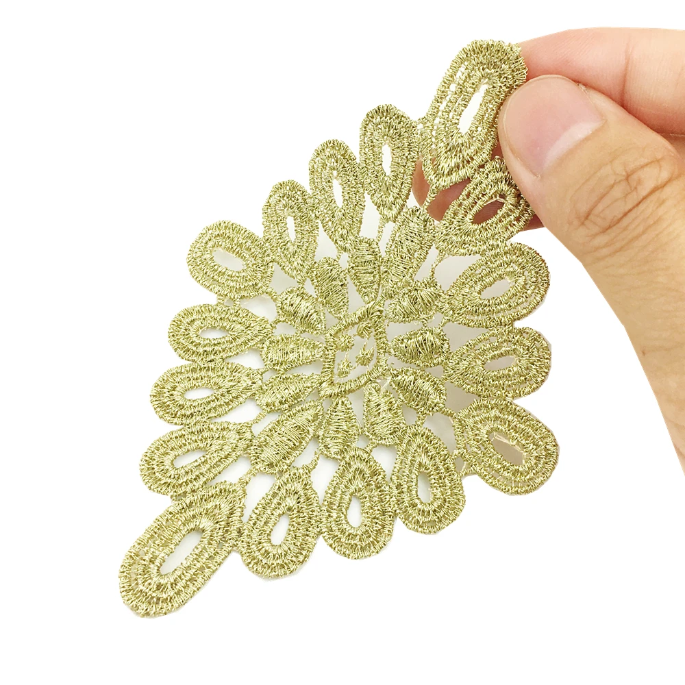 6pc 11x7cm Sew On Gold Embroidery Patch Patches For Clothing Rhombus