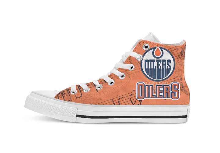 

Creative Design For Ice Hocky edmonton Fans High Top Canvas Custom Shoes flat Casual shoes Drop Shipping