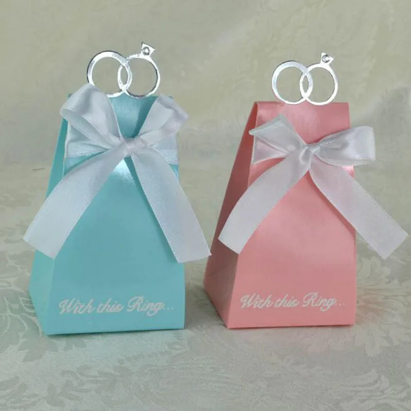 100 шт. сине-белые кольцо с розовым бриллиантом свадебные сувенирные коробки коробка для конфет Свадебные подарки для мероприятий и вечеринок