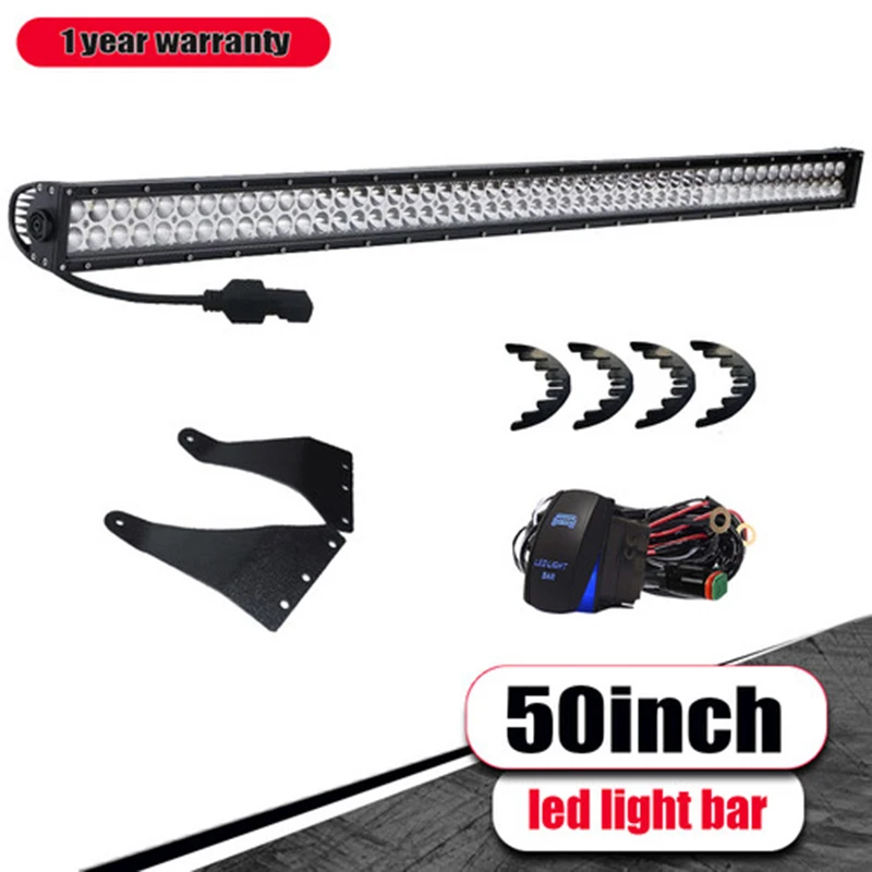 

Led Light Bar 50Inch 288W Offroad Spot Flood Combo Upper Roof Lamps Wiring Harness Rocker Switch For 06-10 Hummer H3 Wiring Kit