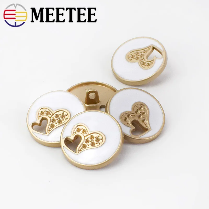 

Meetee 10pcs 23mm Heart Hollow Gold White Oil Metal Buttons DIY Clothing Foot Fashion Craft Decoration Sewing Buckle BD292