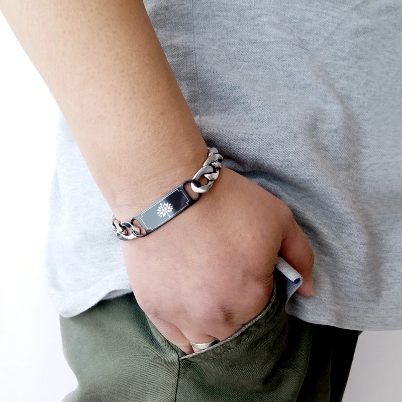 

New fashion men's bracelet carving life tree symbol stainless steel fashion jewelry