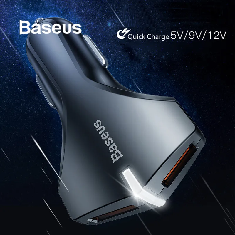 

Baseus QC 3.0 Car Charger Fast Charging Dual USB Quick Charge Car Charger for iPhone X iPad Samsung Xiaomi Mobile Phone Charger