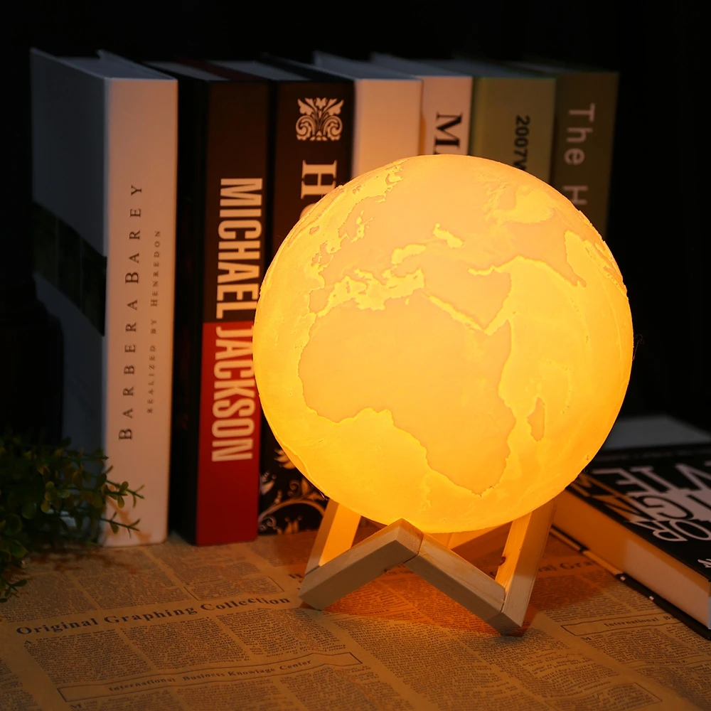 

3D Light Print LED Earth Lamp 2 Tone Light Night Light Touch Switch Change Brightness 6 Sizes Home Decor Bedroom Light Best Gift
