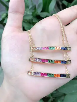 

WT-JFN02 WKT Cubic Zirconia Pave Necklace Fashion Colorful Necklace Women Fashion Necklace Jewelry Gift For Women