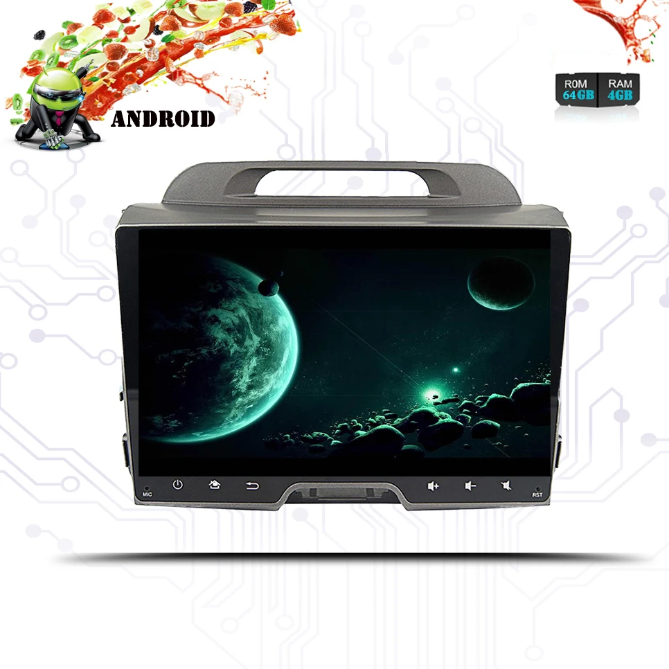 Excellent 2 din Auto Android 9.0 car dvd for kia sportage 2009 2011 2013 2014 2015 car radio gps navigation with steering wheel Head Unit 1