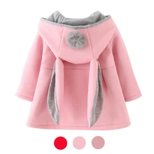 Automne Hiver Bébé Outwear Nourrissons Filles Mignon Lapin À Capuchon Princesse Veste Manteaux avec Boule De Noël Cadeaux Nouvelle Année Vêtir