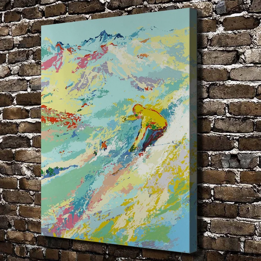 A1961 LeRoy Neiman Abstract Ski Snow Mountain Landscape HD Canvas Print Home decoration Living Room Wall pictures Art painting | Дом и сад