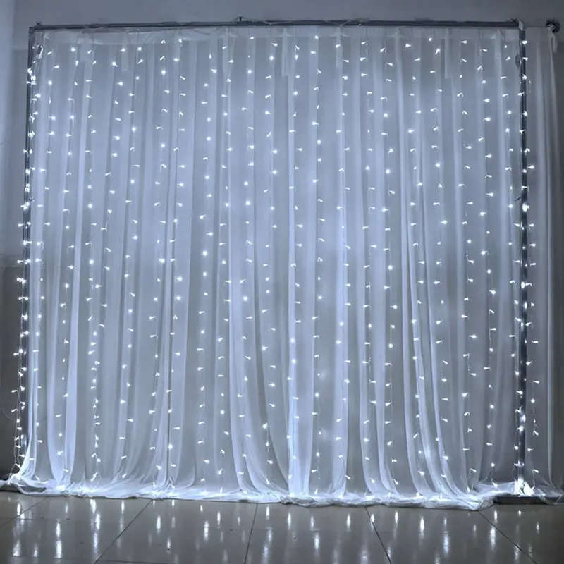 

3M*6M 608led icicle window curtain string fairy light Xmas Christmas Wedding garden party garland home decor 220V-Blue/White