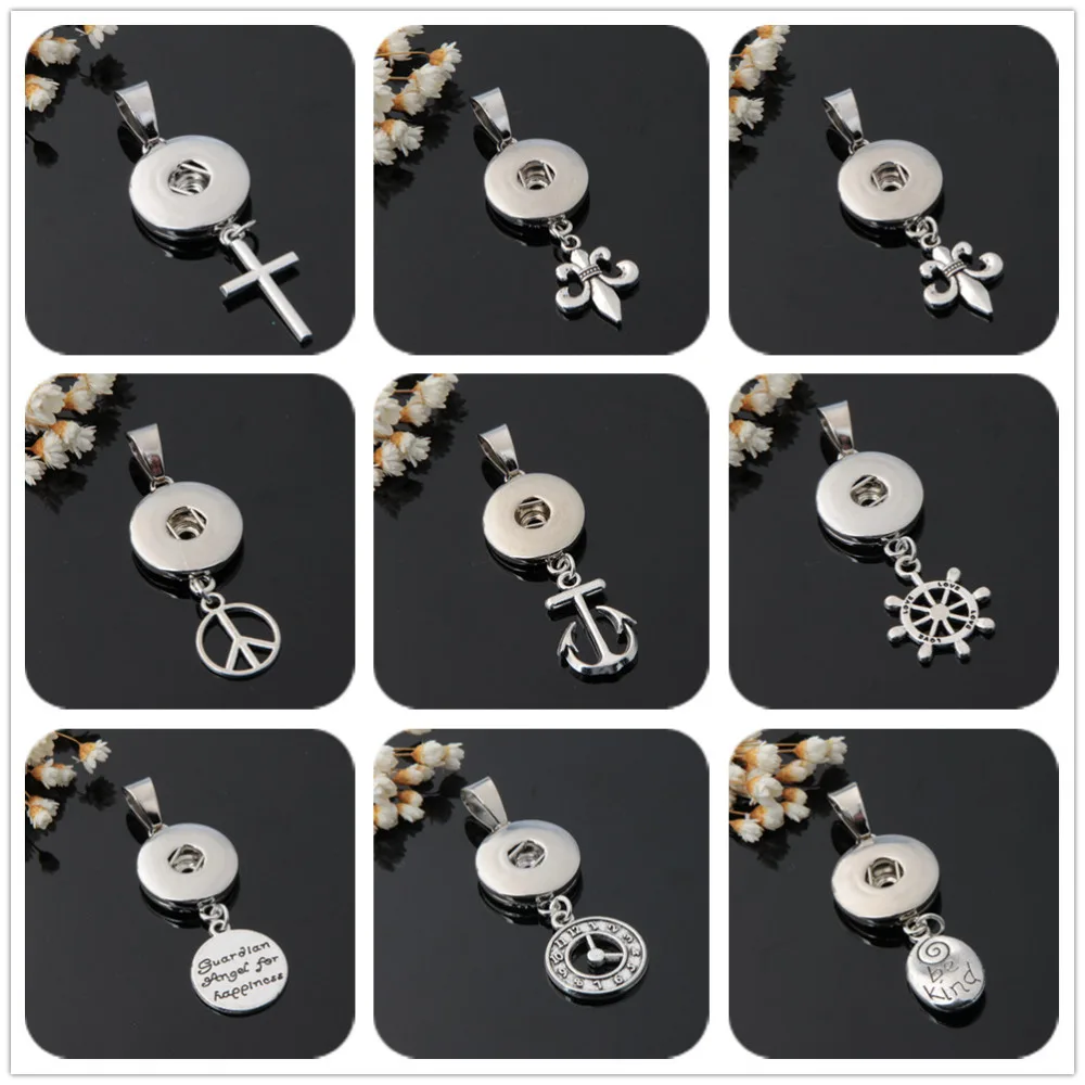 

Hot sale XL5019-XL5027 Simple Lovely Cross Peace chain snap necklace 50cm fit 18mm snap buttons fashion snap jewelry