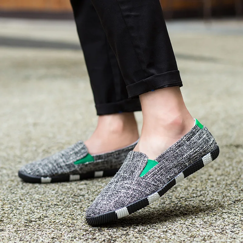 

New linen canvas men's loafers Korean casual flat shoes men's driving set foot shoes Men Summer Shoes