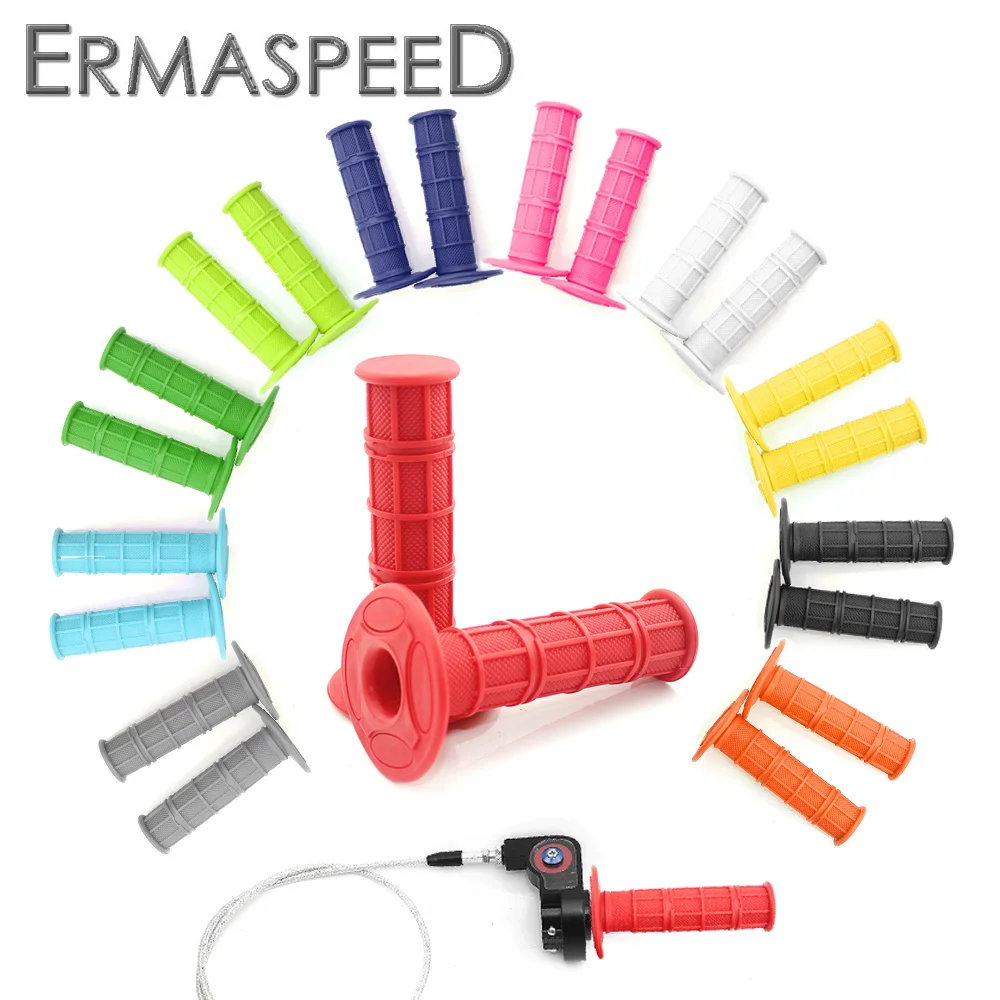 

7/8" 22mm Motocross Soft Rubber Handle Hand Grips Dirt Pit Bike Black Blue Green Red Yellow White Grey for KTM YAMAHA ATV Quad