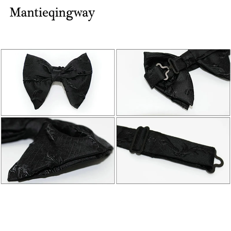 Mantieqingway модный большой галстук-бабочка для женщин мужской Жених Свадебный галстук-бабочка полиэстер галстук-бабочка Gravatas тонкий черный галстук-галстук